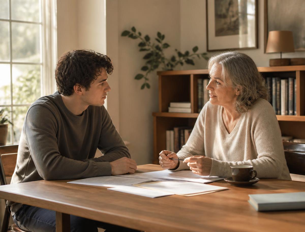 An Ascot mortgage adviser talking with clients across a desk